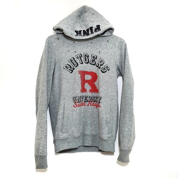 PINK VS | Rutgers Victoria's Secret Collegiate Jones & Mitchell Studded Hoodie - Picture 1 of 11